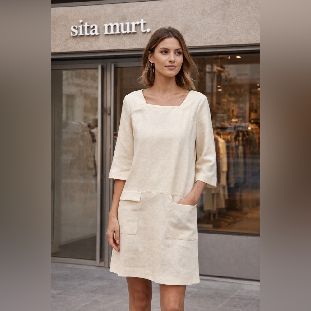 NWT Sita Murt Dress Size 4 Ecru Cream MSRP $238 Made in Portugal